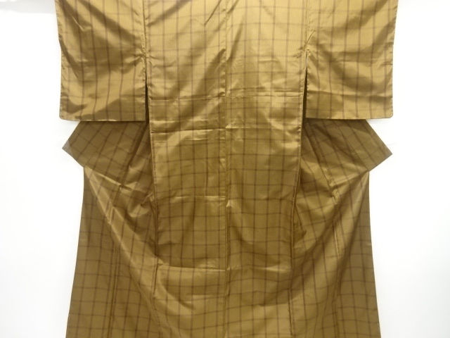 JAPANESE KIMONO / OSHIMA TSUMUGI / UNUSED / WOVEN GRID